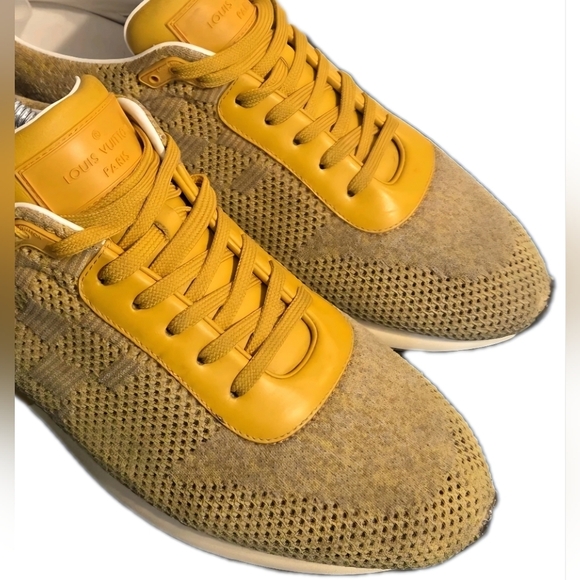 RARE LV Runway Yellow Damier (Unisex) Graphite Pattern Sneakers US Men's Sz 7.5 - Picture 7 of 15